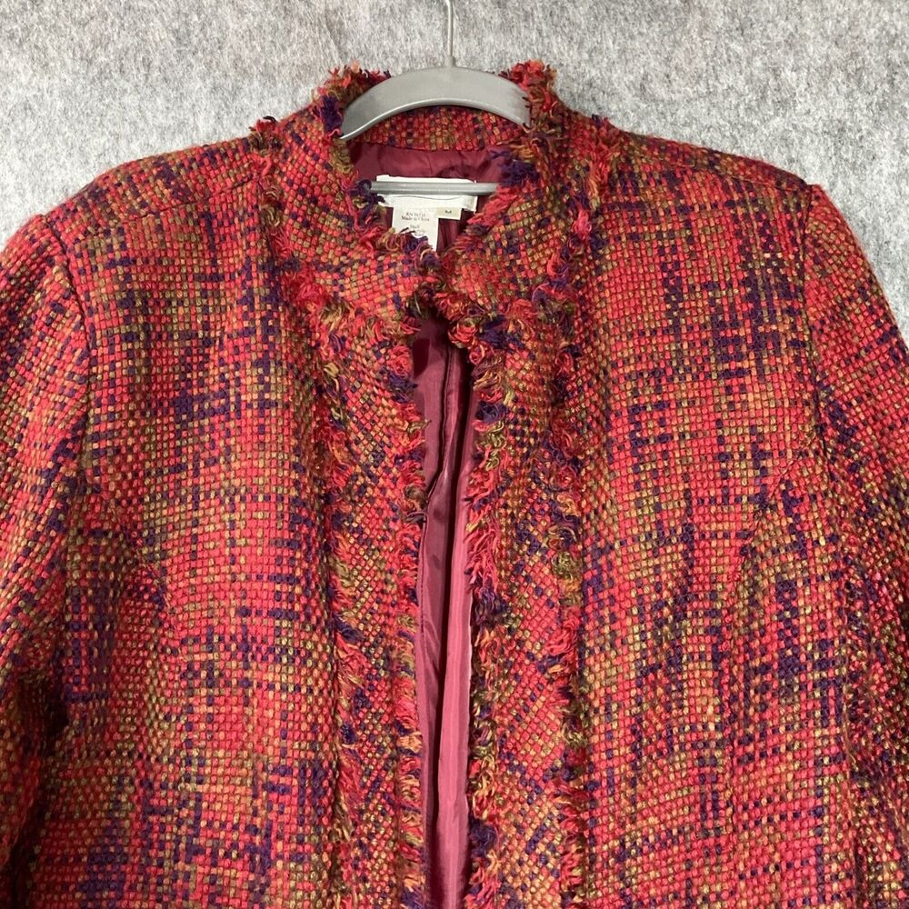 Coldwater Creek Jacket Womens Medium Red Pockets Wool Blend Open Front Capsule - Picture 2 of 10